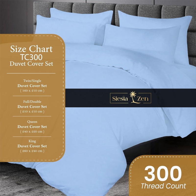 Siesta Zen Premium 100% Egyptian Cotton Duvet Cover Set - King Size, Blue - Image 4